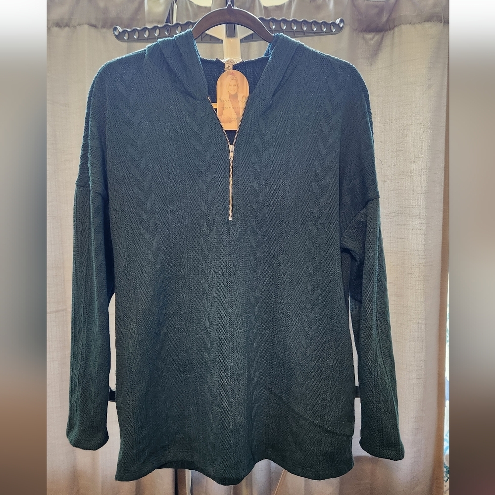 White Birch Green Zip-Up Sweater
